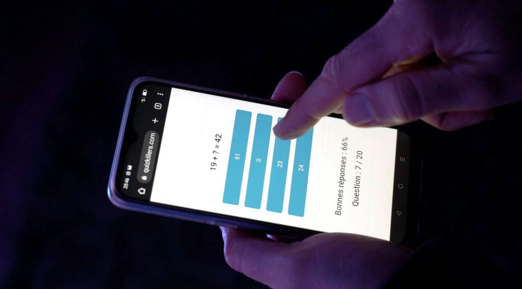 De live ranglijst verschijnt op de smartphone van een deelnemer