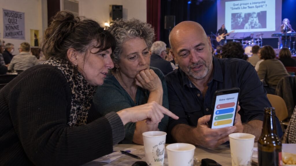 Illustration : Une équipe choisit sa réponse sur smartphone
