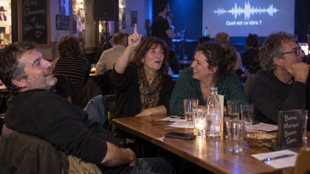 Illustration : Des amis reconnaissent une chanson